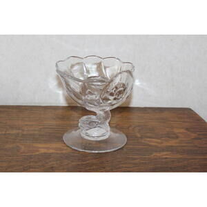RARE Cambridge Krystol Shell Clear Glass Candlestick Holder Vintage Elegant